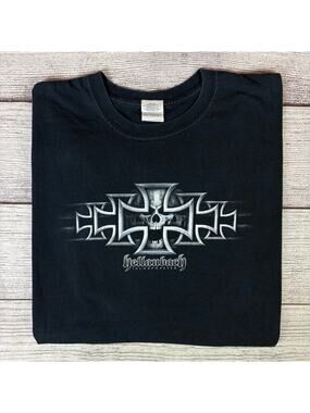 Vintage Y2k Hellenback Skulls & Cross Graphic T-shirt